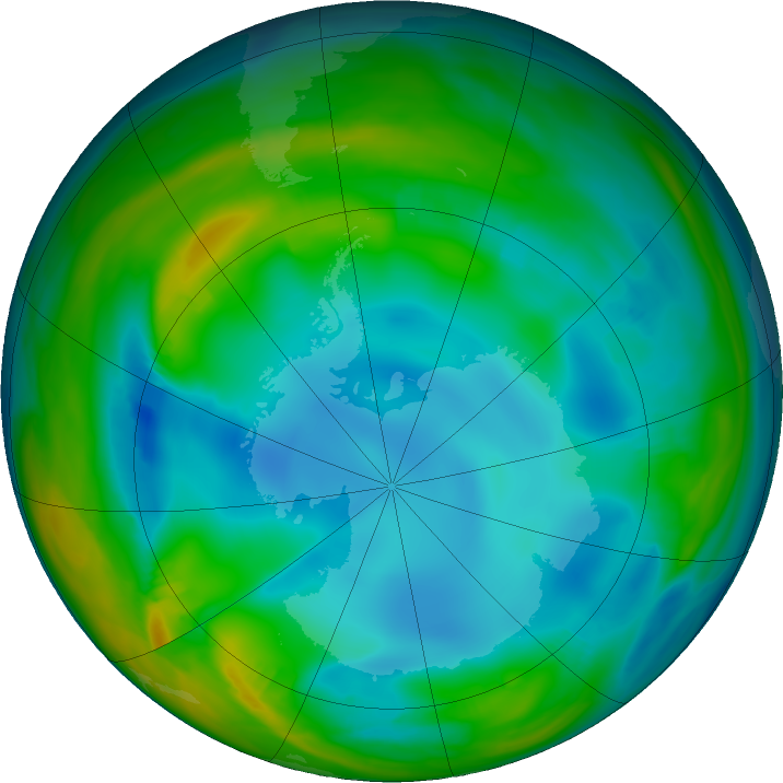 Antarctic ozone map for 11 July 2017